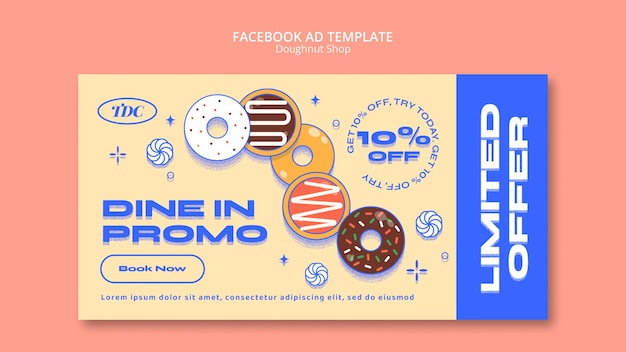 PSD gratuito plantilla de facebook de tienda de donas