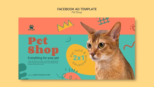 Plantilla de facebook de tienda de mascotas dibujada a mano