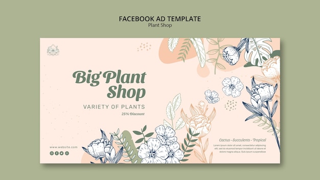 PSD gratuito plantilla de facebook de tienda de plantas