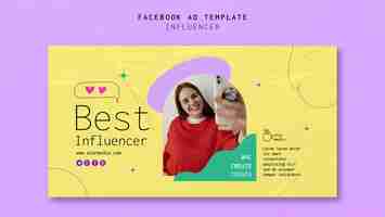 PSD gratuito plantilla de facebook de trabajo de influencer de diseño plano