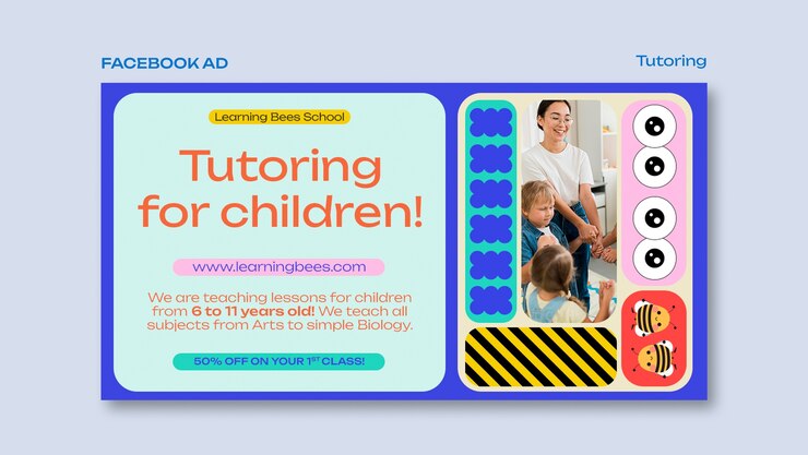 PSD gratuito plantilla de facebook para el trabajo de tutoría de diseño plano