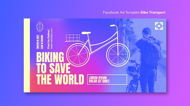 PSD gratuito plantilla de facebook de transporte de bicicletas degradado