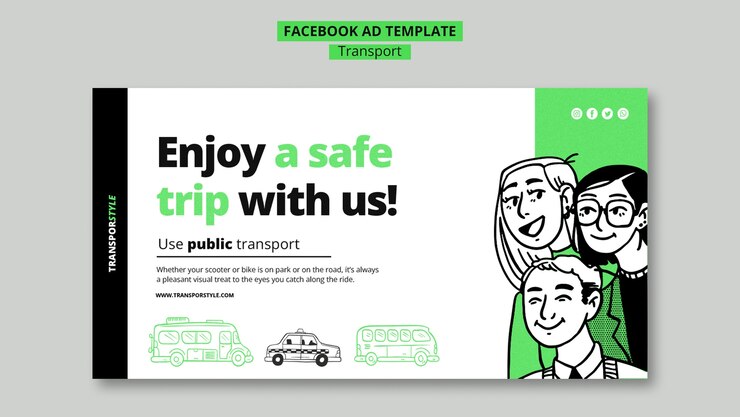 PSD gratuito plantilla de facebook de transporte seguro