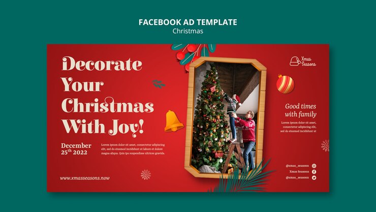 PSD gratuito plantilla de facebook de vacaciones de navidad