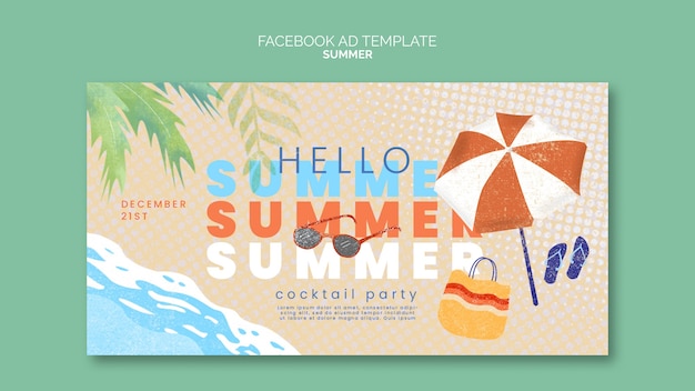 PSD gratuito plantilla de facebook de vacaciones de verano