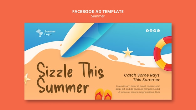 Plantilla de facebook de vacaciones de verano
