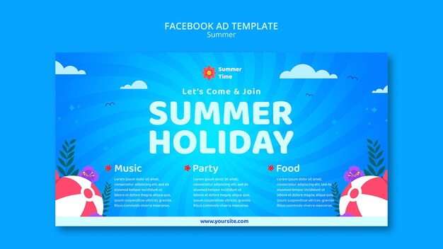 Plantilla de facebook de vacaciones de verano