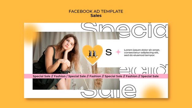 Plantilla de facebook de ventas de diseño plano