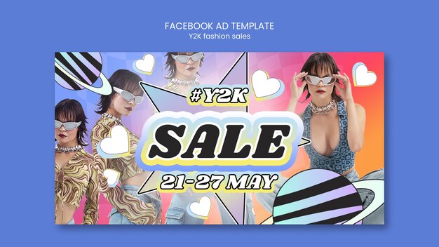 Plantilla de facebook de ventas de moda degradada y2k