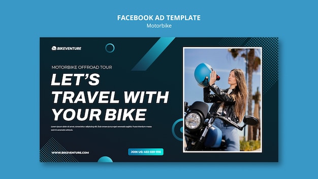 PSD gratuito plantilla de facebook de viaje en moto degradado