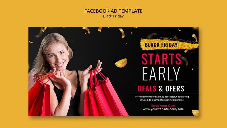PSD gratuito plantilla de facebook de viernes negro dorado