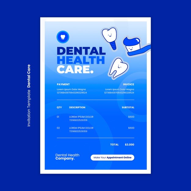 Plantilla de factura de atención dental