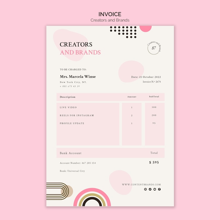 PSD gratuito plantilla de factura de creadores y marcas
