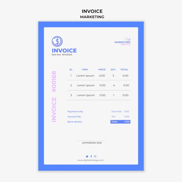 PSD gratuito plantilla de factura de estrategia de marketing