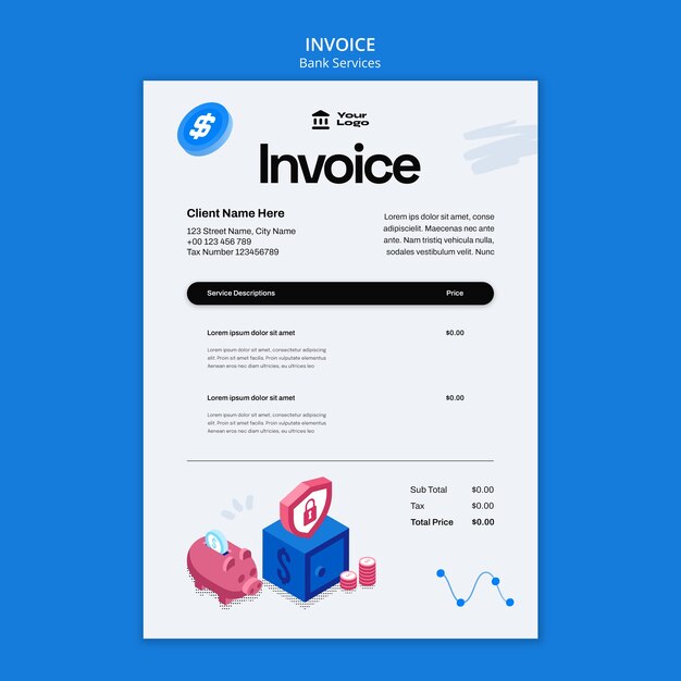 Plantilla de factura de servicios bancarios