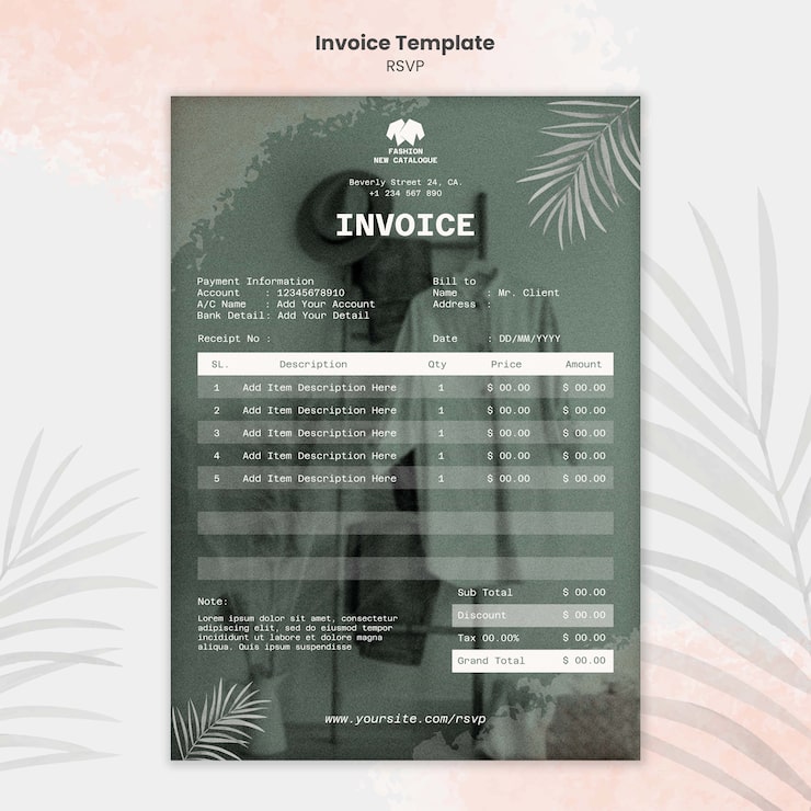 PSD gratuito plantilla de factura de tarjeta rsvp floral