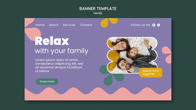 PSD gratuito plantilla familiar de diseño plano