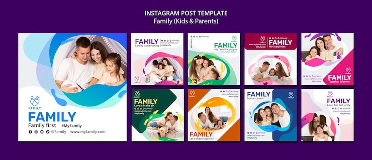 PSD gratuito plantilla familiar de diseño plano