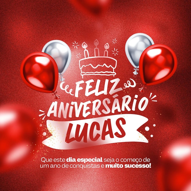 Plantilla de feed de redes sociales feliz cumpleaños fondo rojo