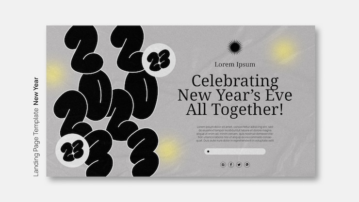 PSD gratuito plantilla de feliz año nuevo de diseño plano