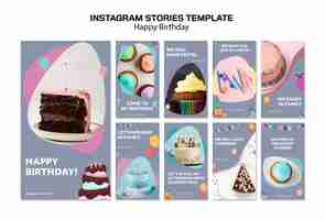 PSD gratuito plantilla feliz cumpleaños historias instagram