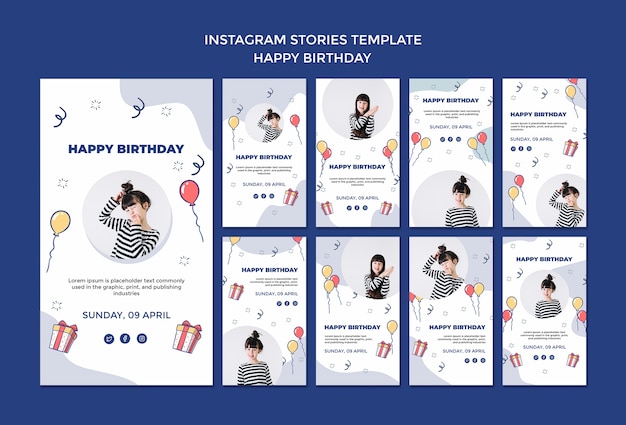 Plantilla feliz cumpleaños historias instagram