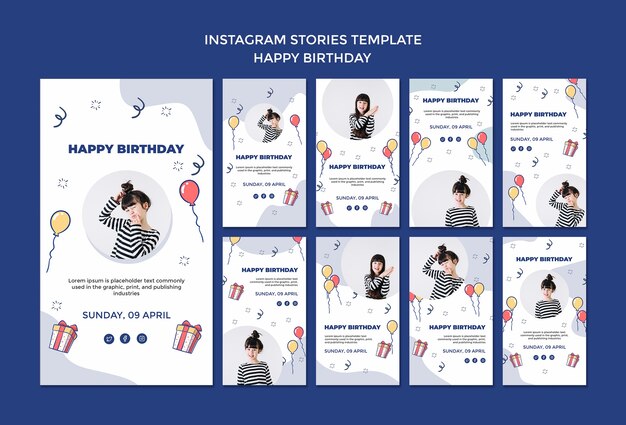 Plantilla feliz cumpleaños historias instagram