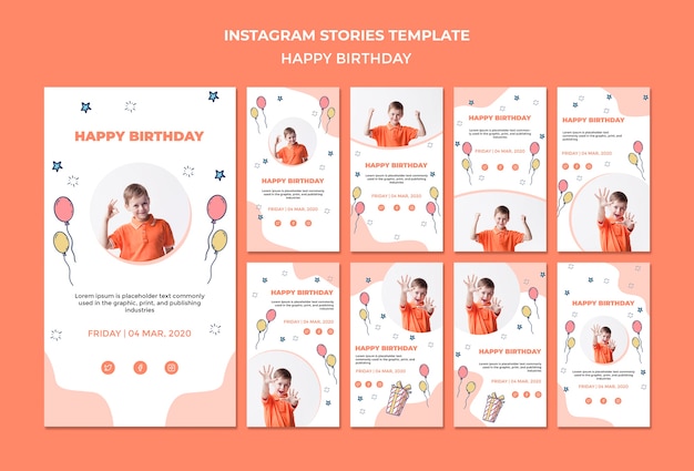 Plantilla feliz cumpleaños historias instagram