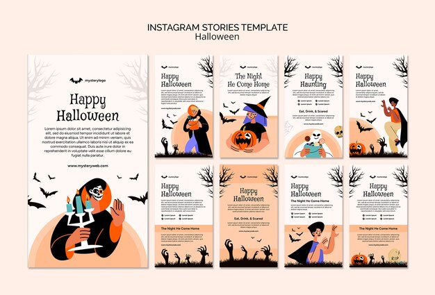 Plantilla de feliz halloween de diseño plano