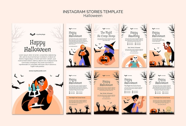 Plantilla de feliz halloween de diseño plano