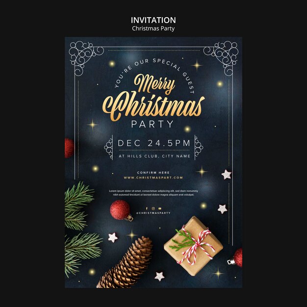 Plantilla de feliz navidad de diseño plano