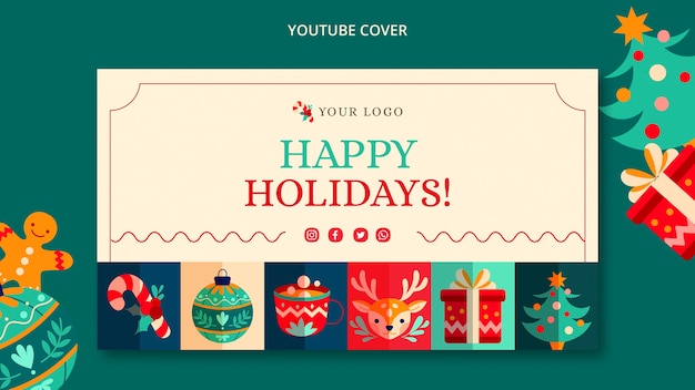 Plantilla de feliz navidad de diseño plano