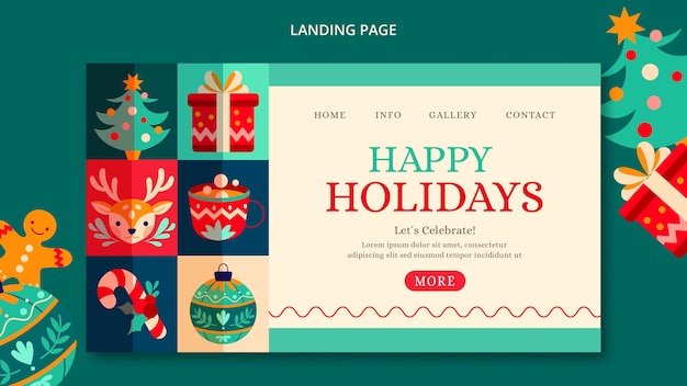 Plantilla de feliz navidad de diseño plano