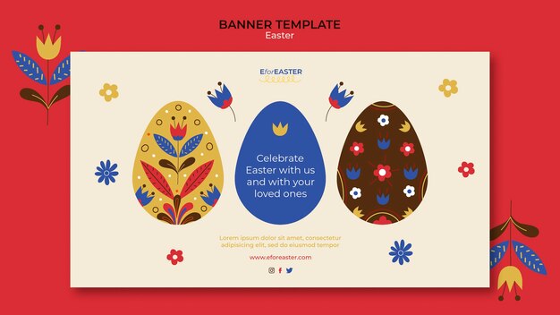 Plantilla de feliz pascua de diseño plano