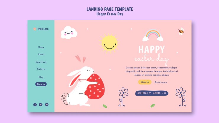 PSD gratuito plantilla de feliz pascua de diseño plano