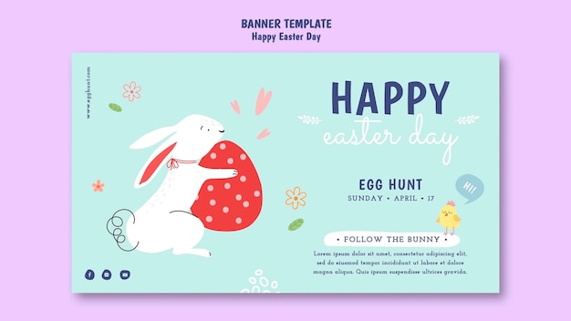 Plantilla de feliz pascua de diseño plano