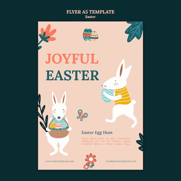 Plantilla de feliz pascua de diseño plano