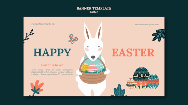 Plantilla de feliz pascua de diseño plano
