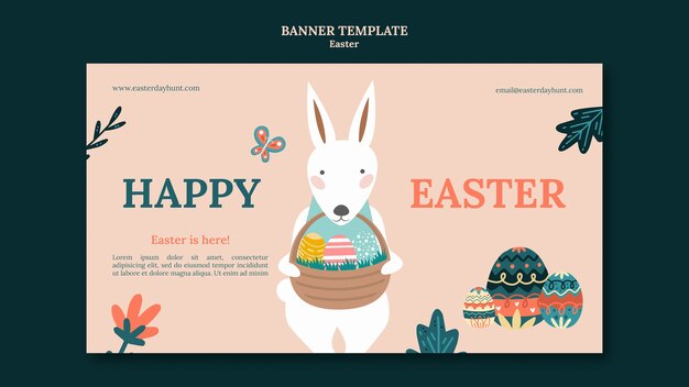 Plantilla de feliz pascua de diseño plano