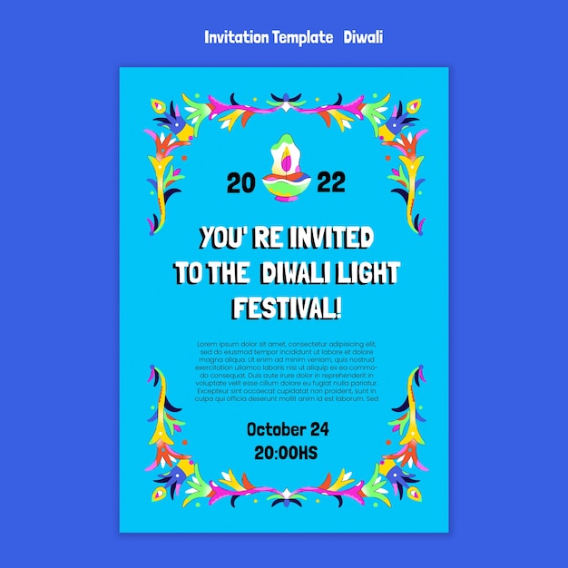 PSD gratuito plantilla de festival de diwali de diseño plano