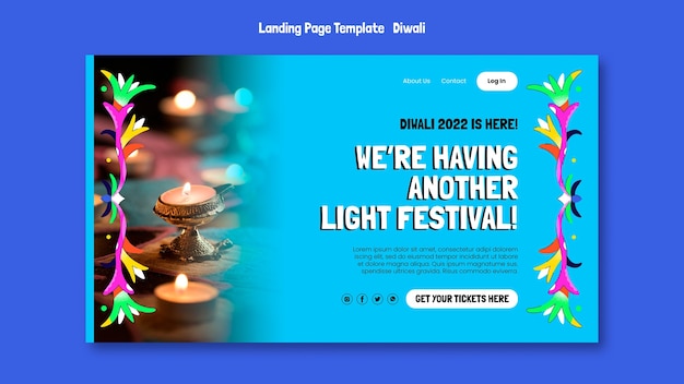 PSD gratuito plantilla de festival de diwali de diseño plano