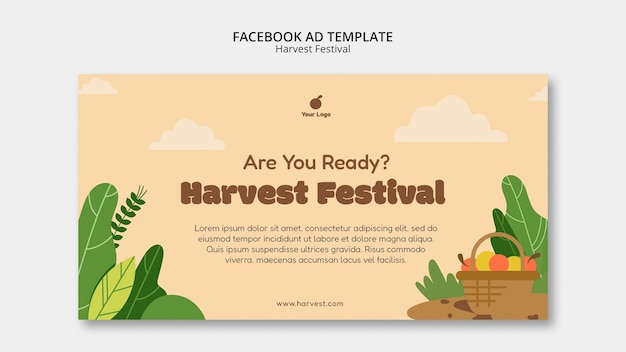 PSD gratuito plantilla de festival hervest de diseño plano