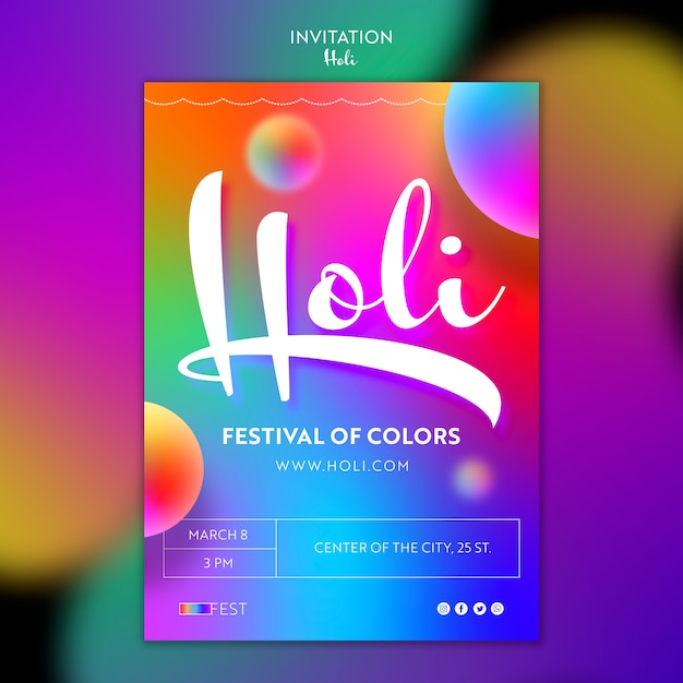 PSD gratuito plantilla de festival holi degradado