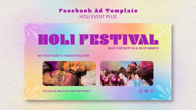 PSD gratuito plantilla de festival holi degradado