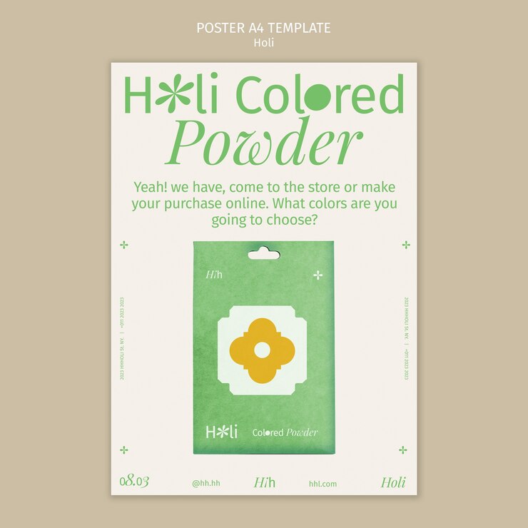 PSD gratuito plantilla de festival holi de diseño plano