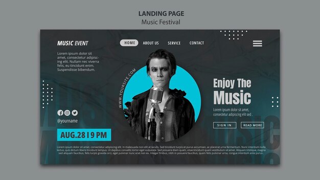 Plantilla de festival de música de diseño plano
