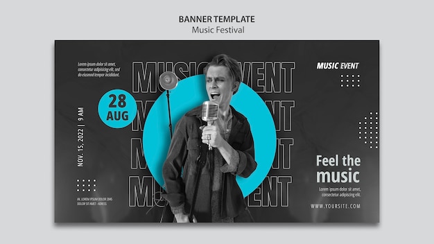 PSD gratuito plantilla de festival de música de diseño plano