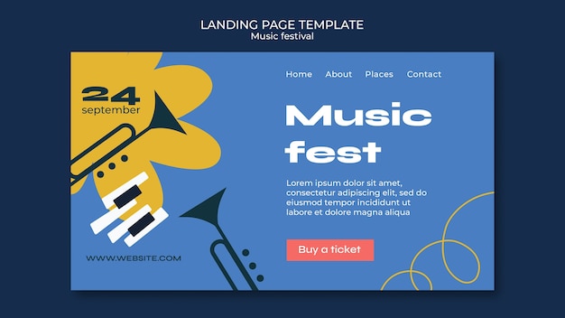 Plantilla de festival de música de diseño plano