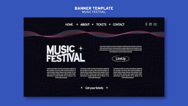 PSD gratuito plantilla de festival de música de diseño plano