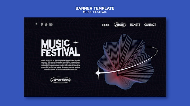 PSD gratuito plantilla de festival de música de diseño plano